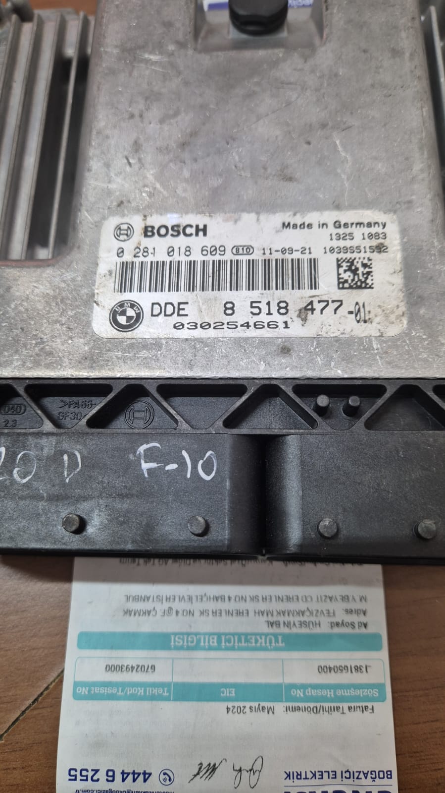 BMW 5 F10 F11 0281018609 8518477 01 520d 135kW N47D20C MOTOR BEYNİ.EDC17C50-3.58  